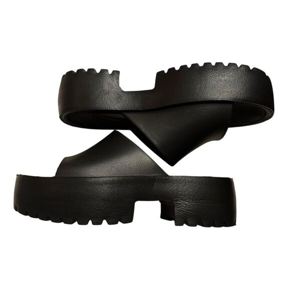 Rouge Helium Black Platform Chunky Slide Sandals Y2K 90’s - Picture 1 of 8